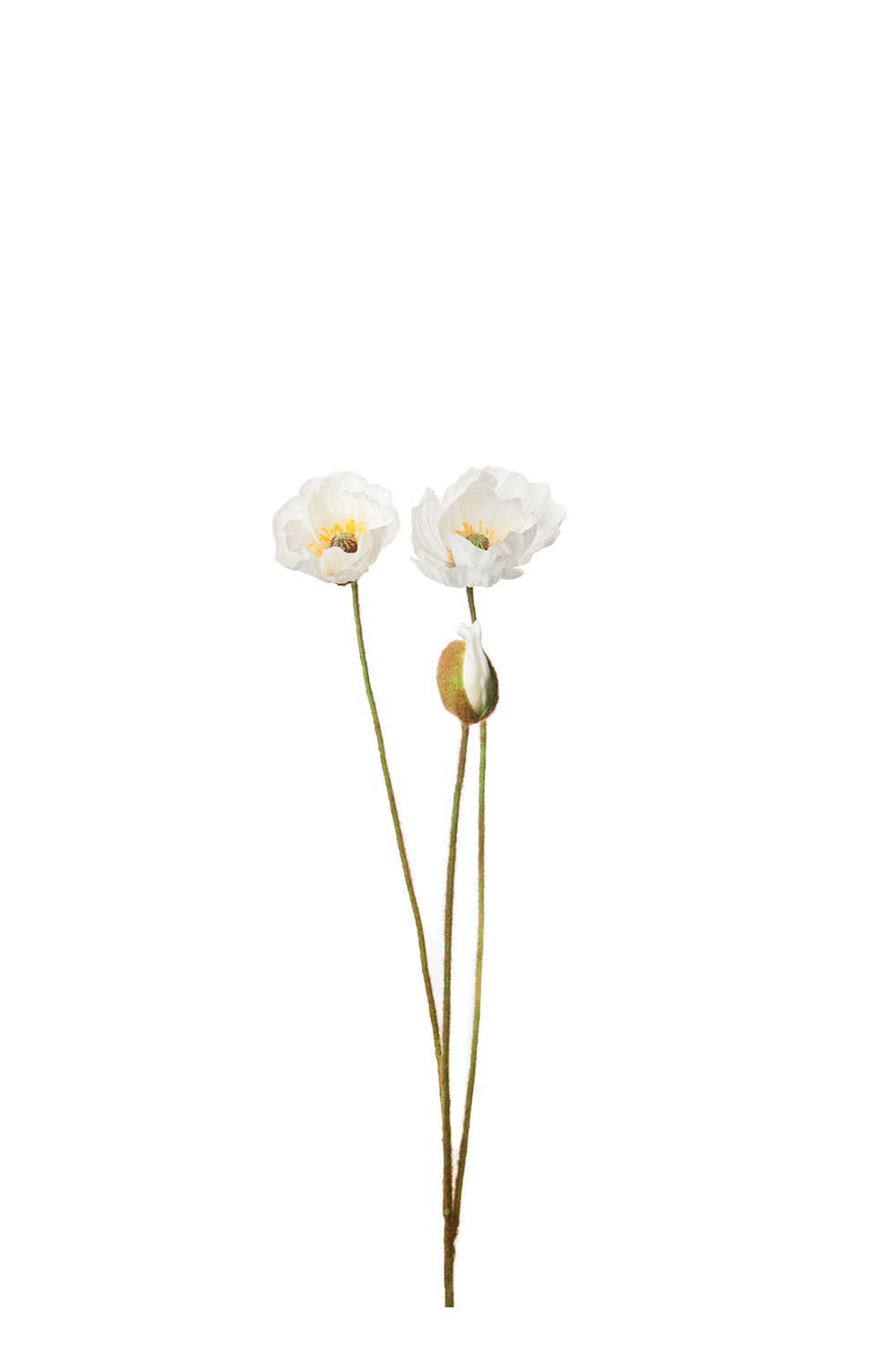 Kunstig hvit Valmue 75 cm