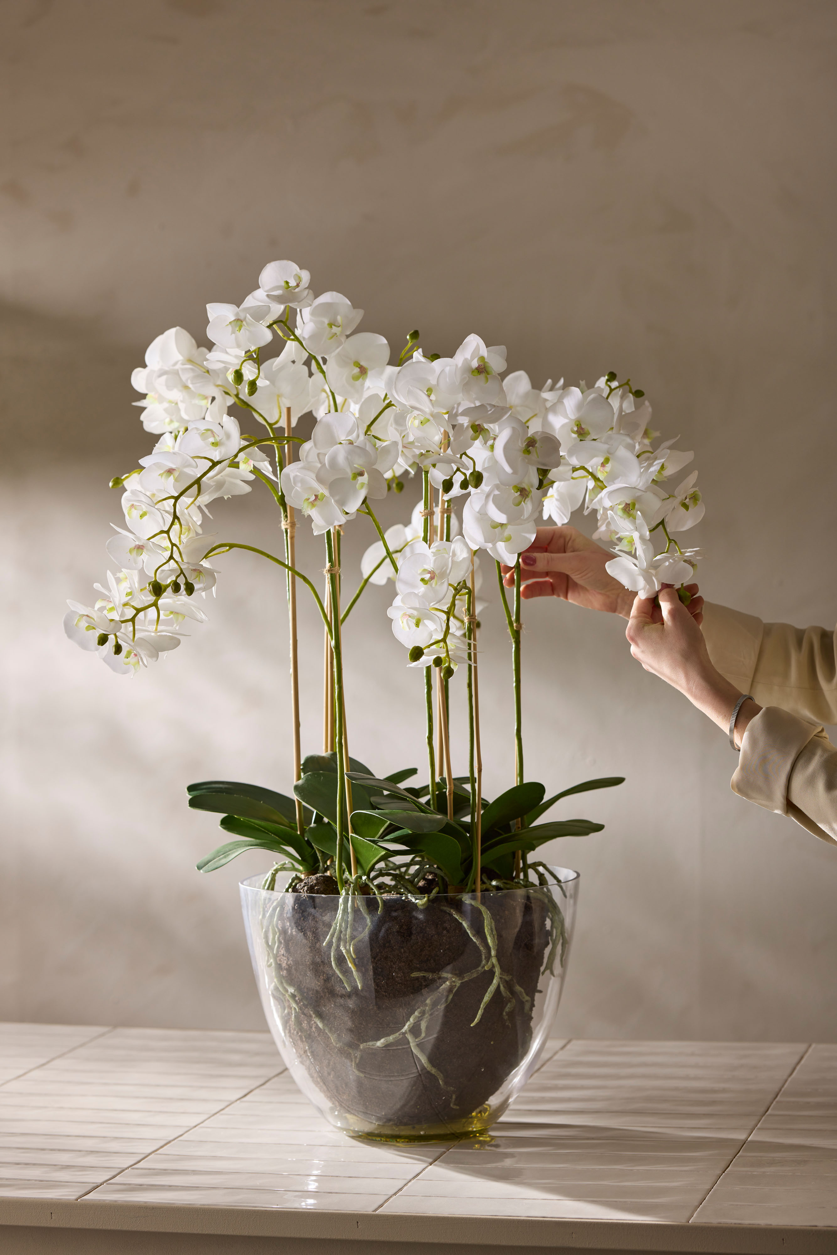 Kunstig hvit Phalaenopsis 90 cm