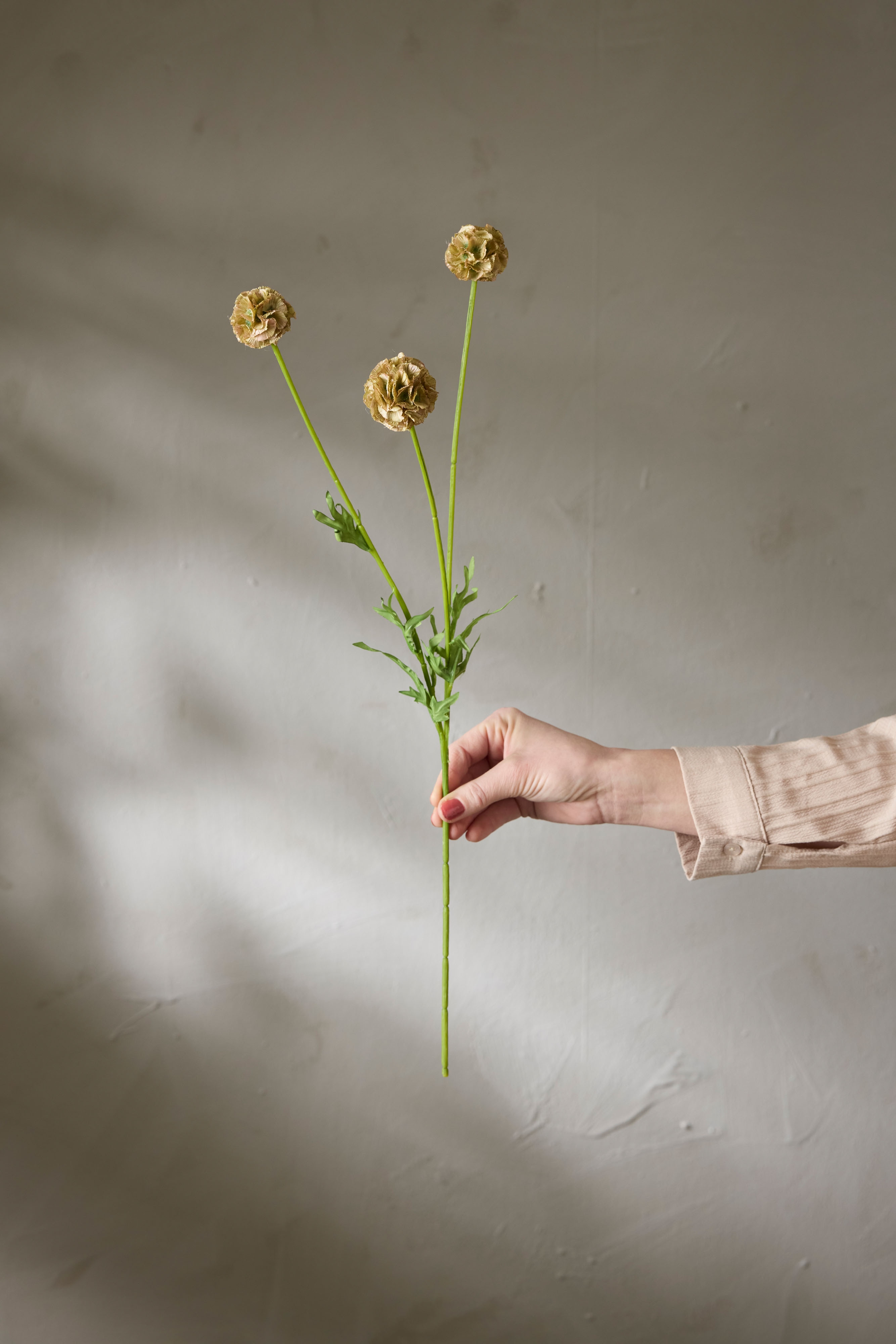Kunstig grønn Scabiosa 60 cm