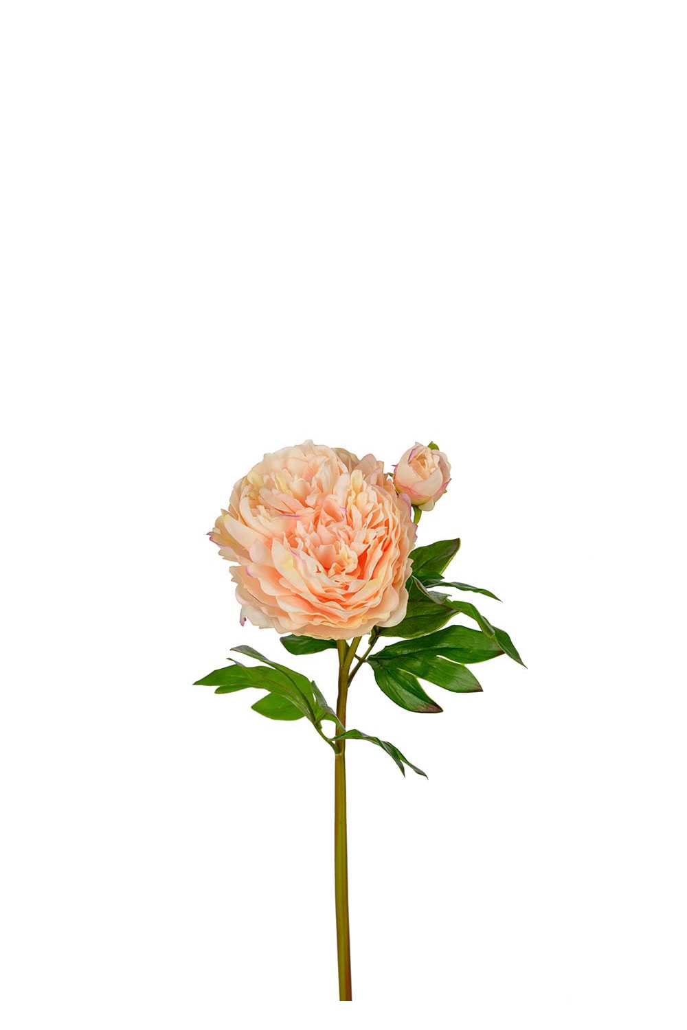Kunstig aprikosfarget peon 65 cm