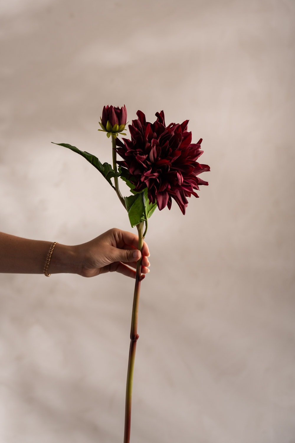 Kunstig burgunderfarget dahlia 70 cm