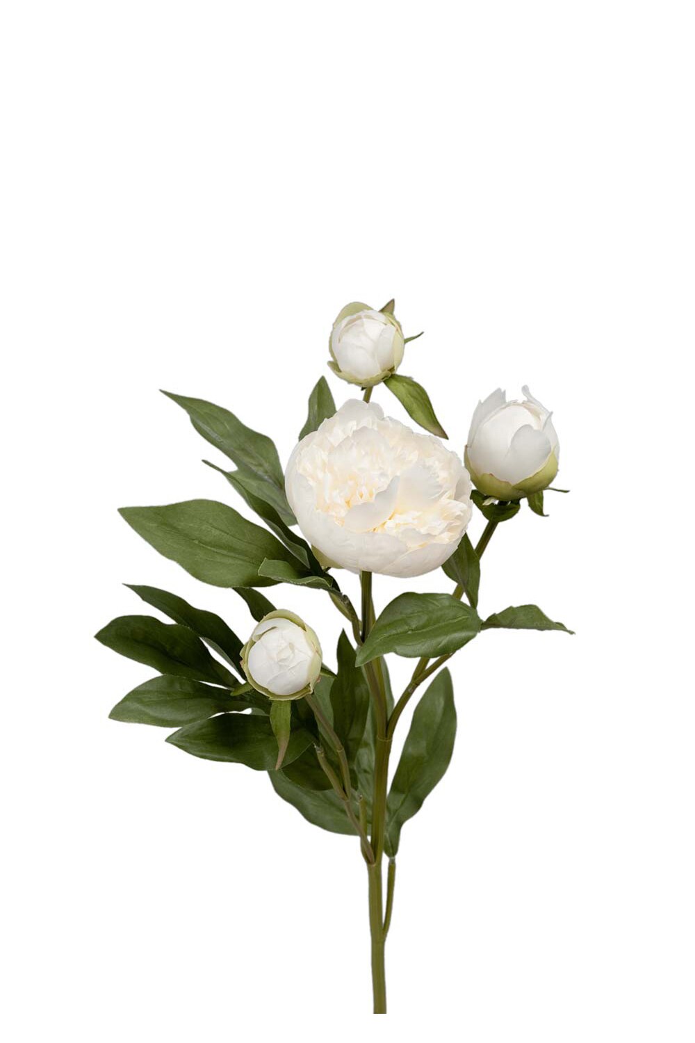 Kunstig hvit Peon 65 cm