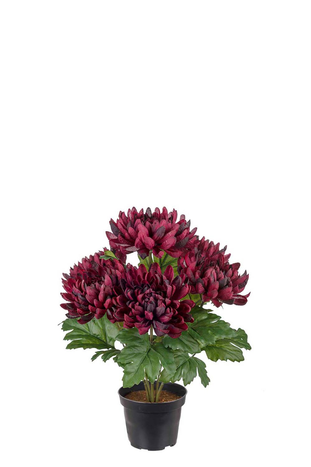 Kunstig burgunderfarget krysantemum 30 cm