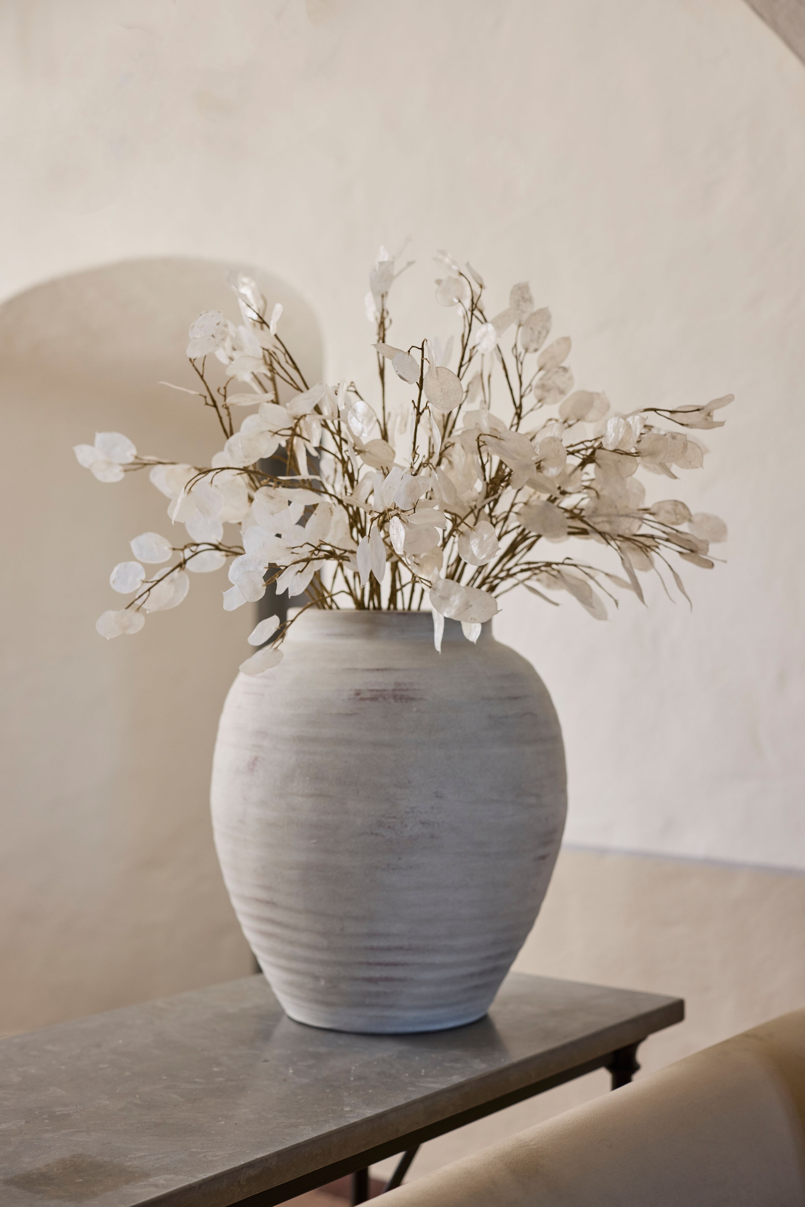 Kunstig hvit Lunaria 90 cm