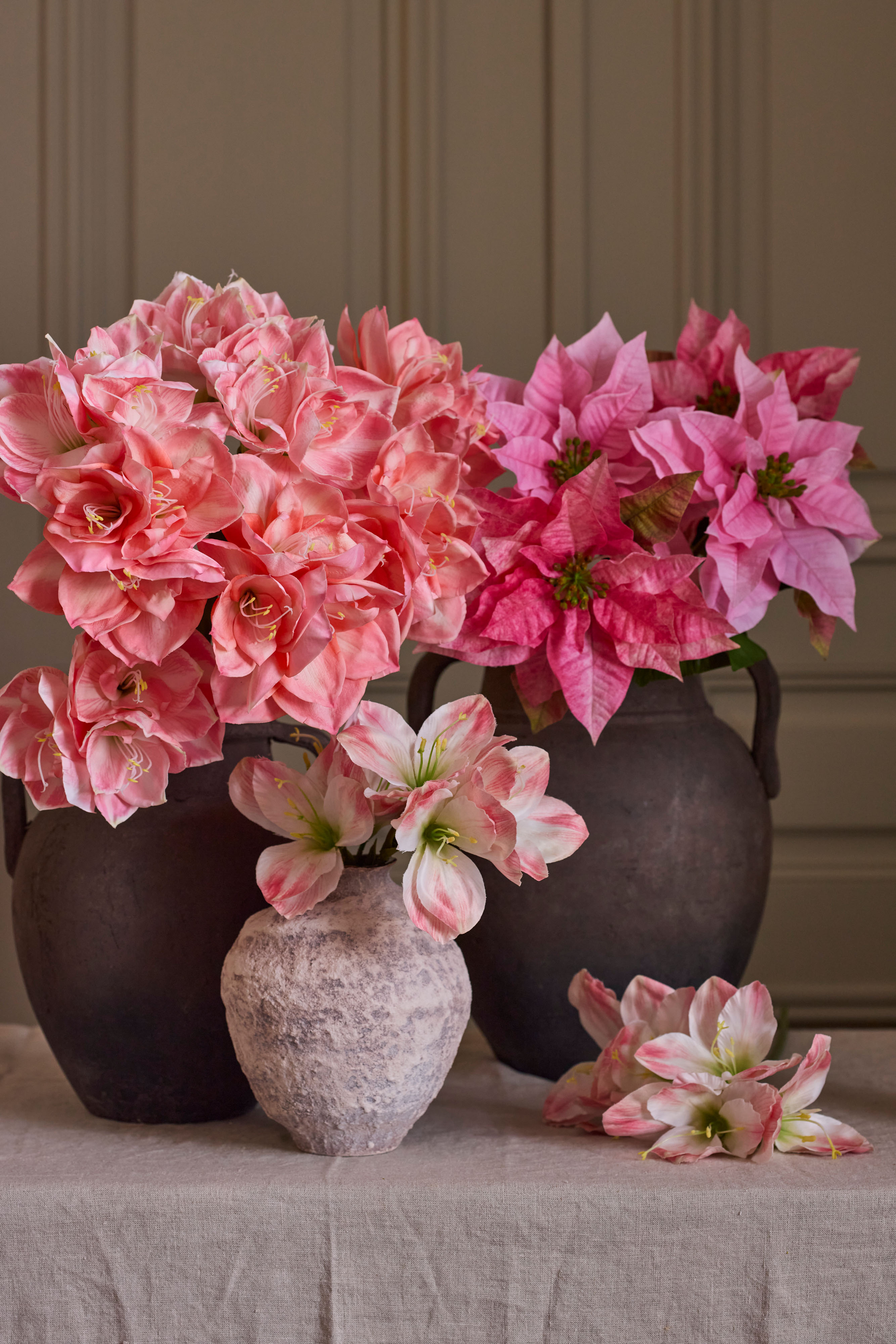 Kunstig rosa Amaryllis 63 cm