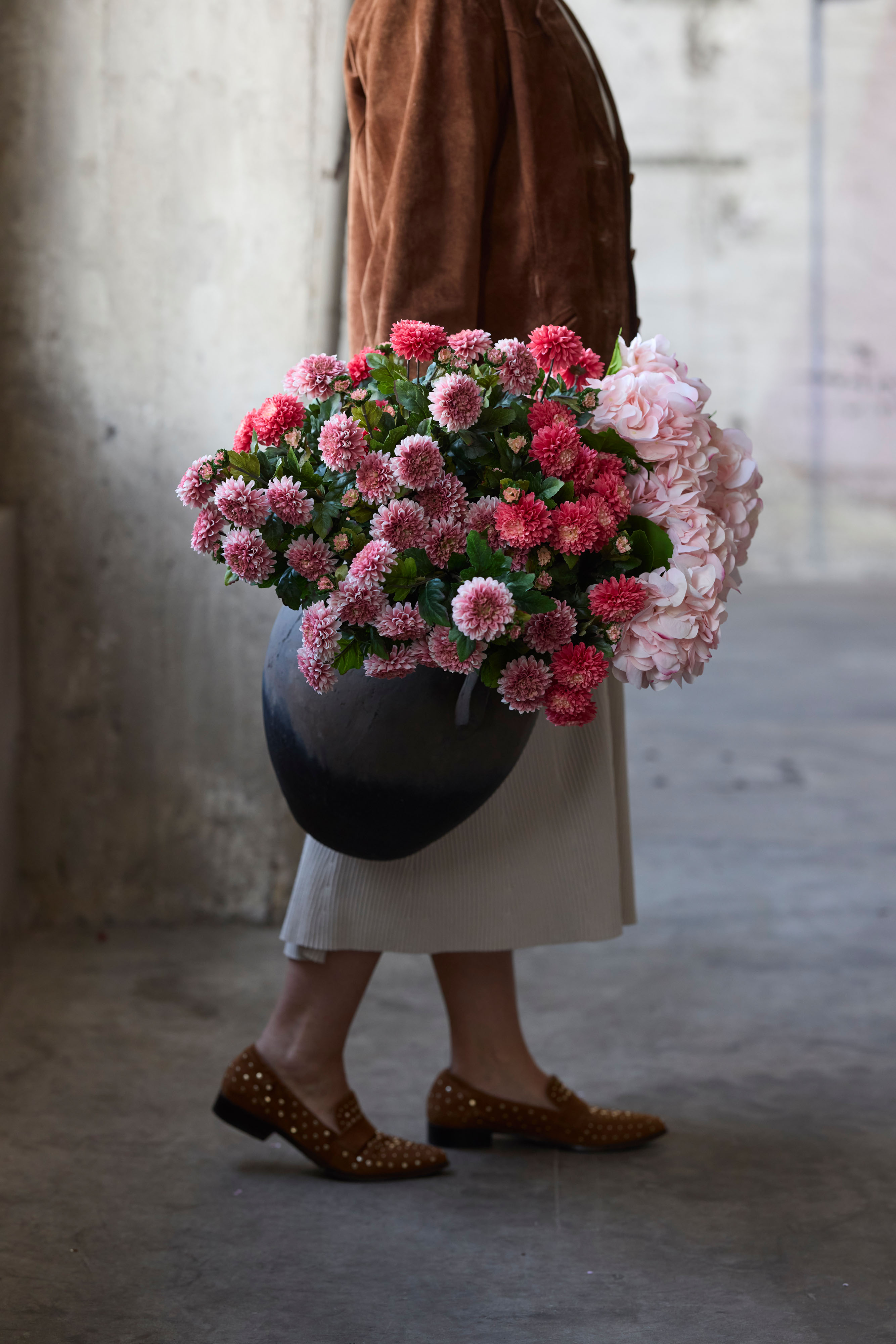 Kunstig rosa Chrysanthemum 55 cm