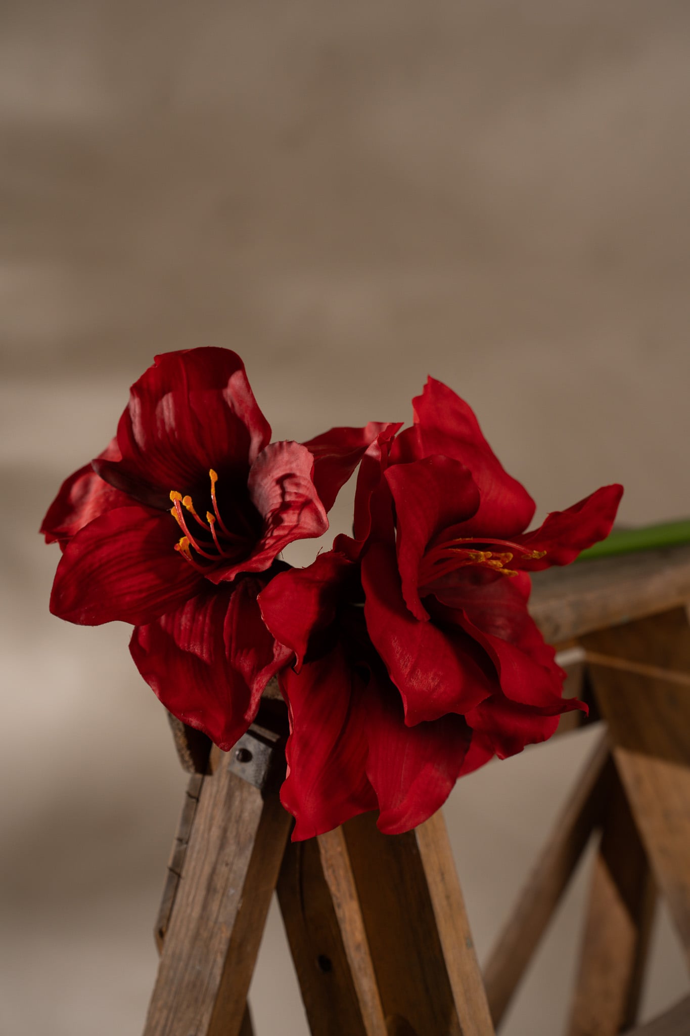 Kunstig rød Amaryllis 65 cm