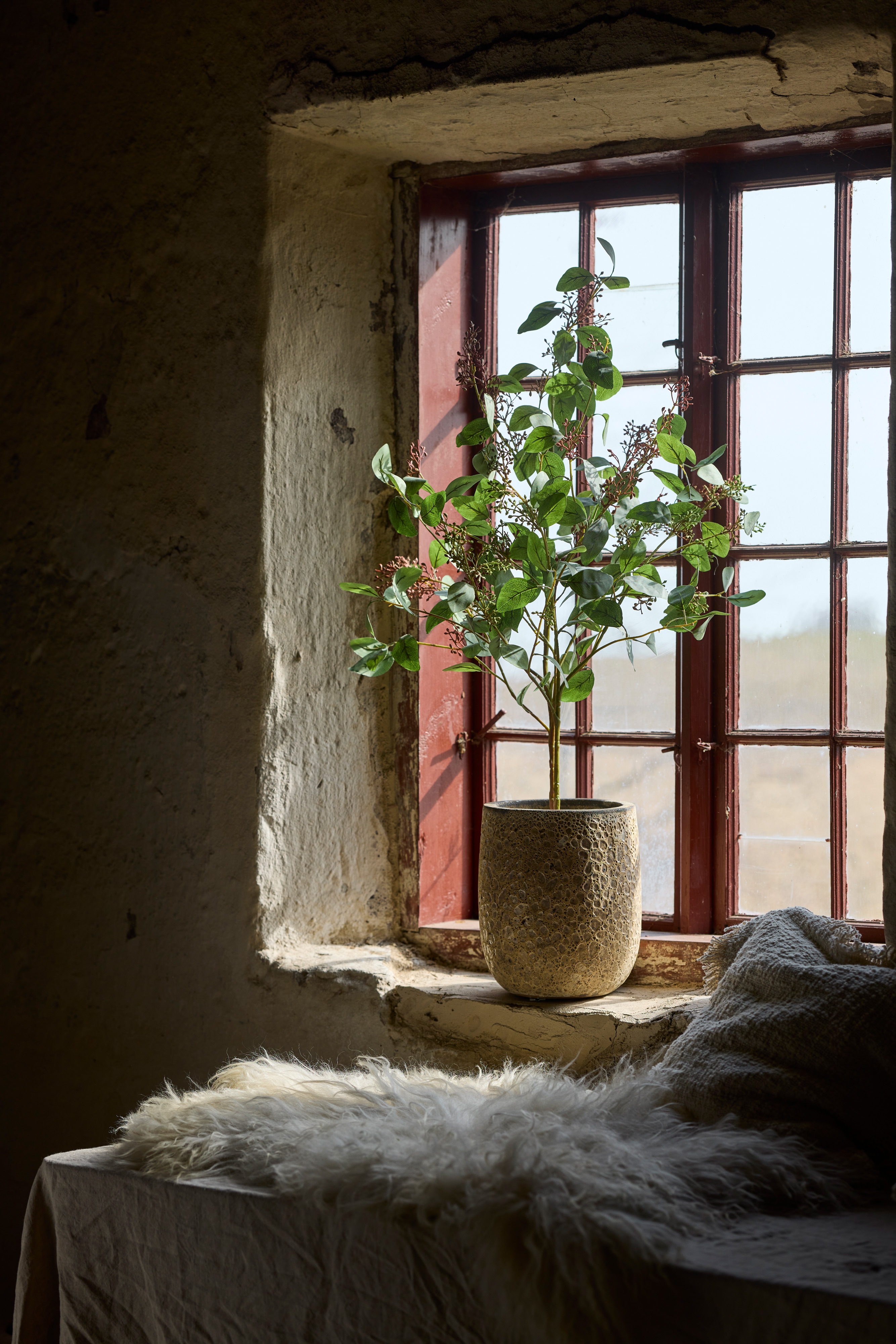Kunstig grå Eucalyptus 110 cm