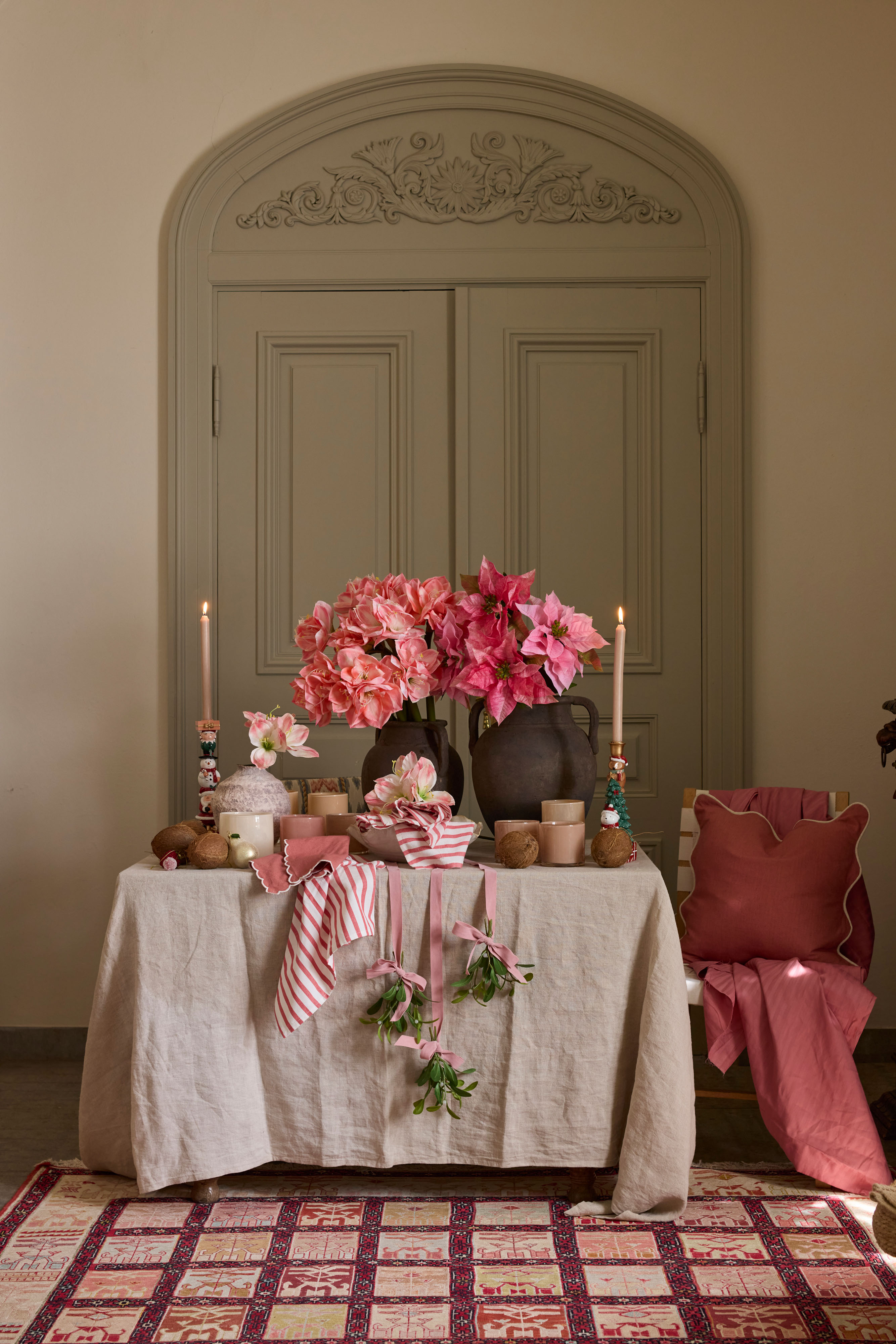 Kunstig rosa Amaryllis 60 cm