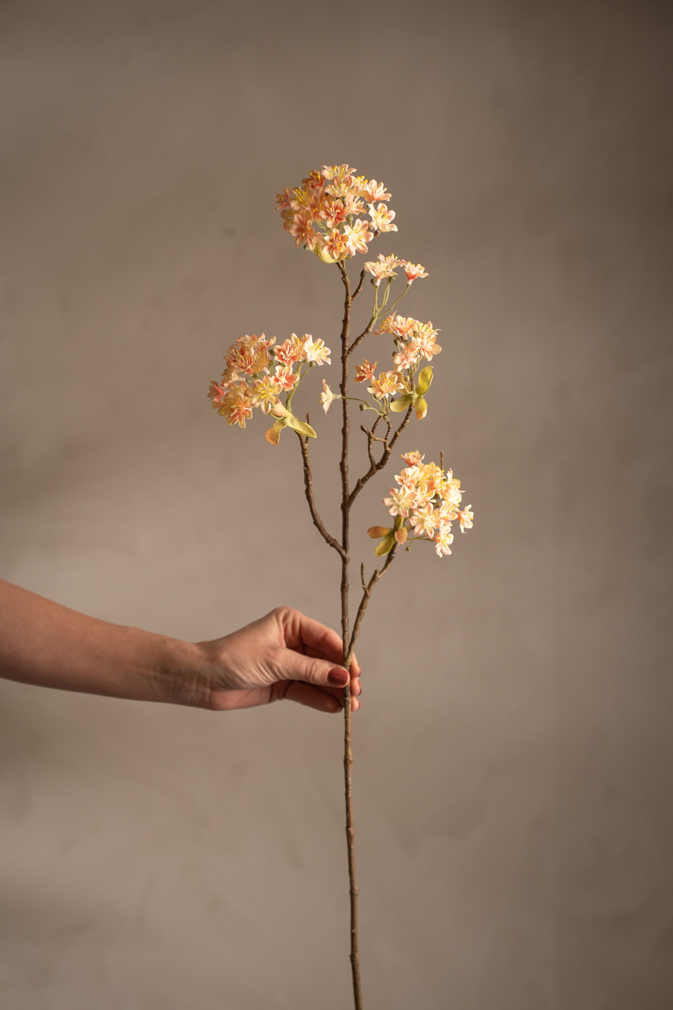 Kunstig ferskenfarget Lønneblomst 70 cm