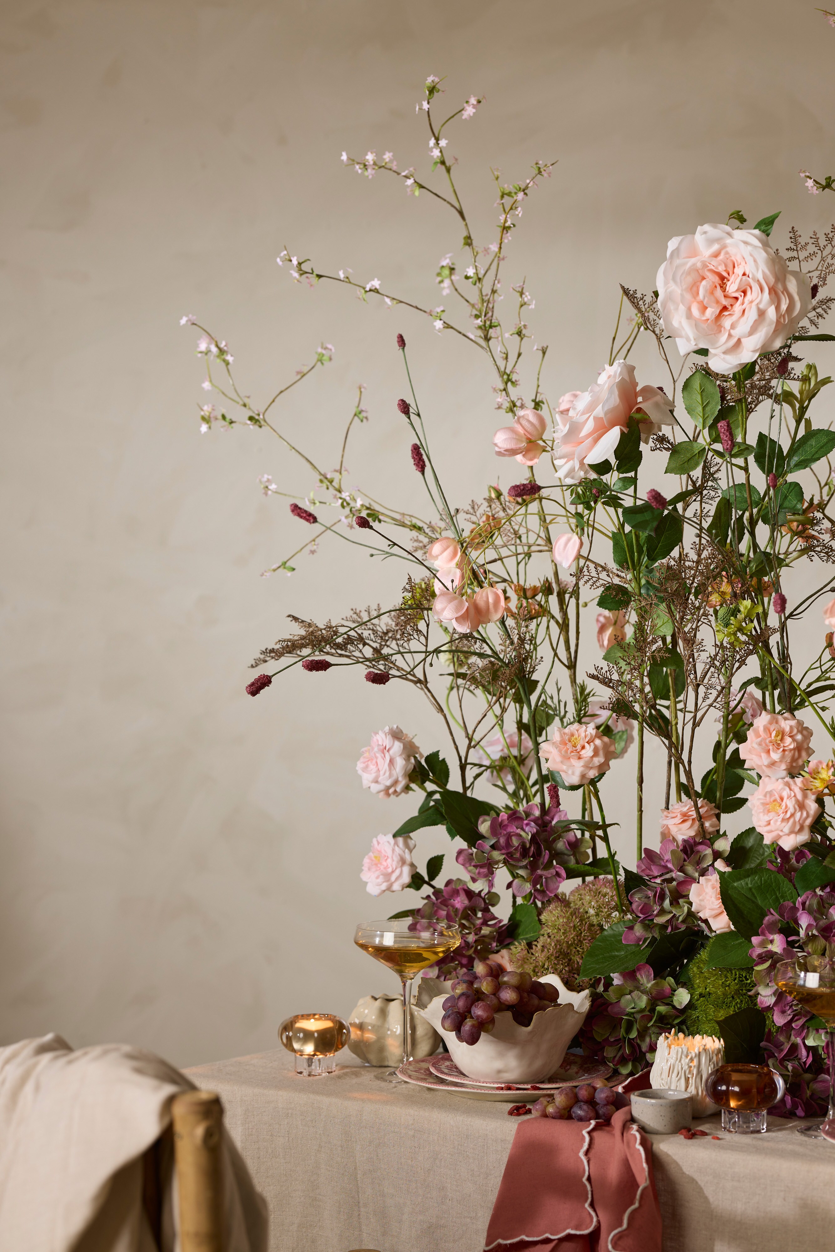 Kunstig ferskenfarget Rose 41 cm