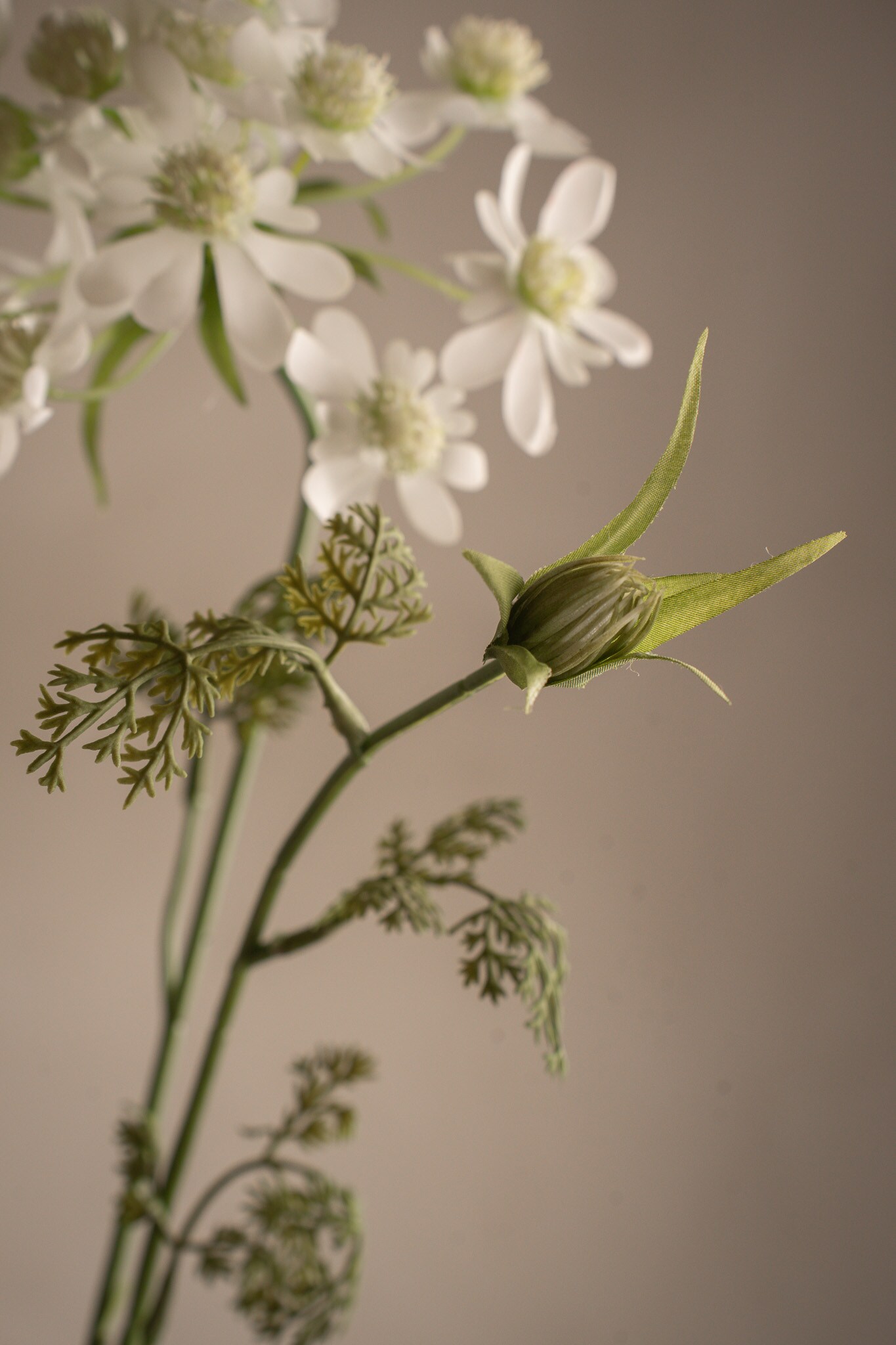 Kunstig hvit Blomsterkjørvel 73 cm