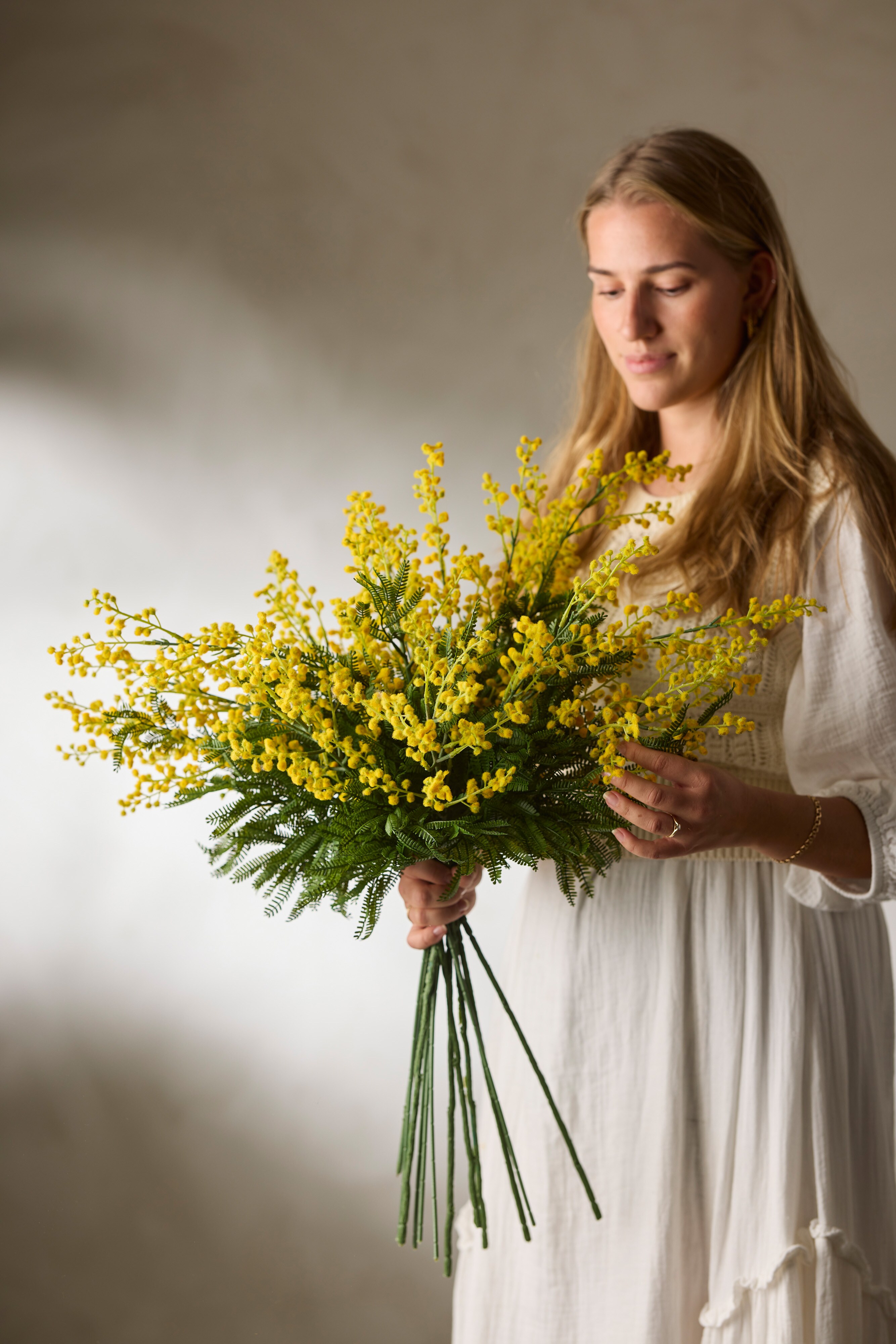 Kunstig gul Mimosa 75 cm