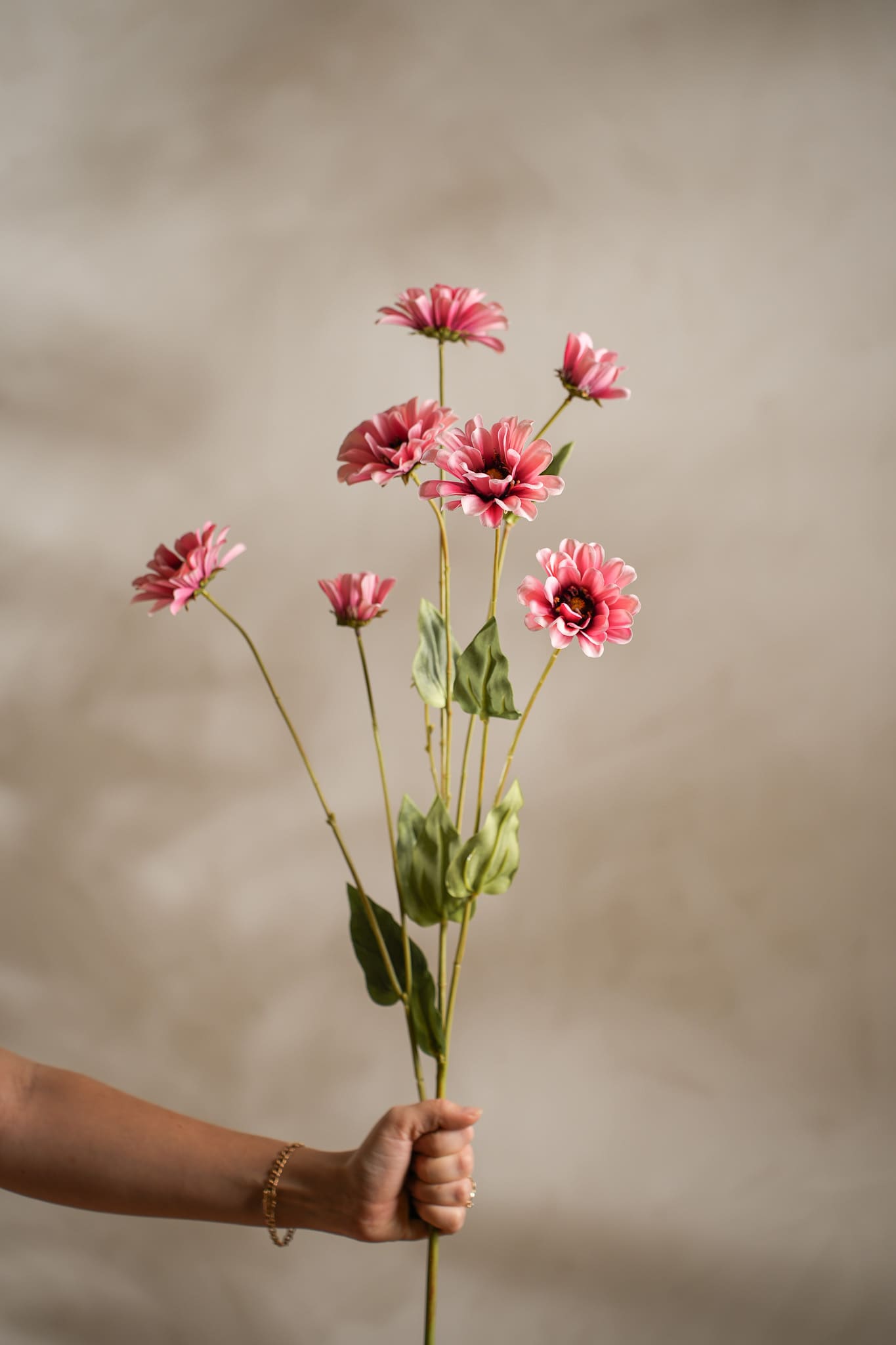 Kunstig rosa Zinnia 90 cm