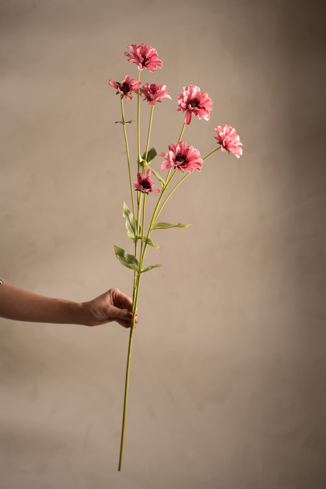 Kunstig rosa Zinnia 90 cm
