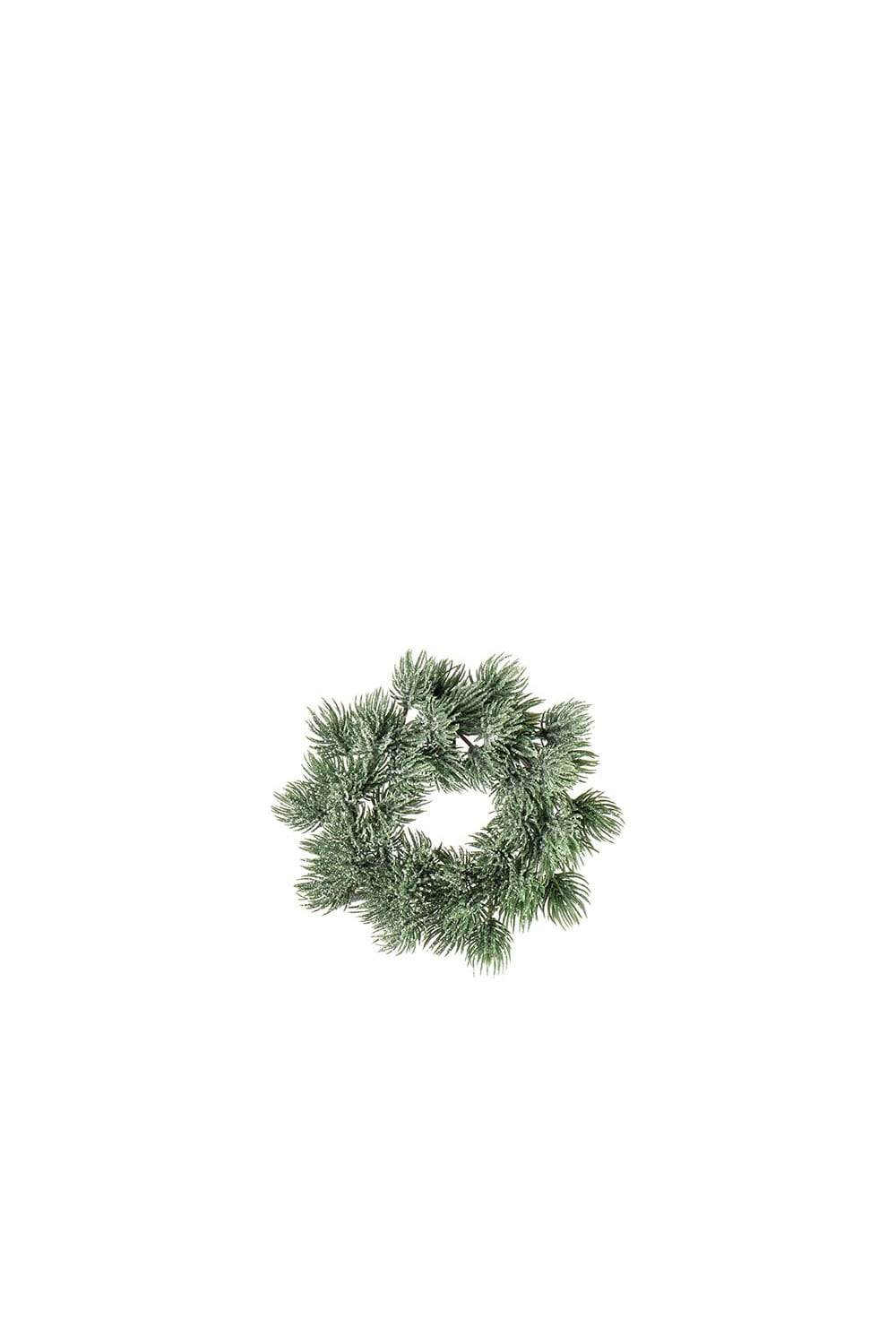 Kunstig grønn Lerkekrans med Frost 9 cm