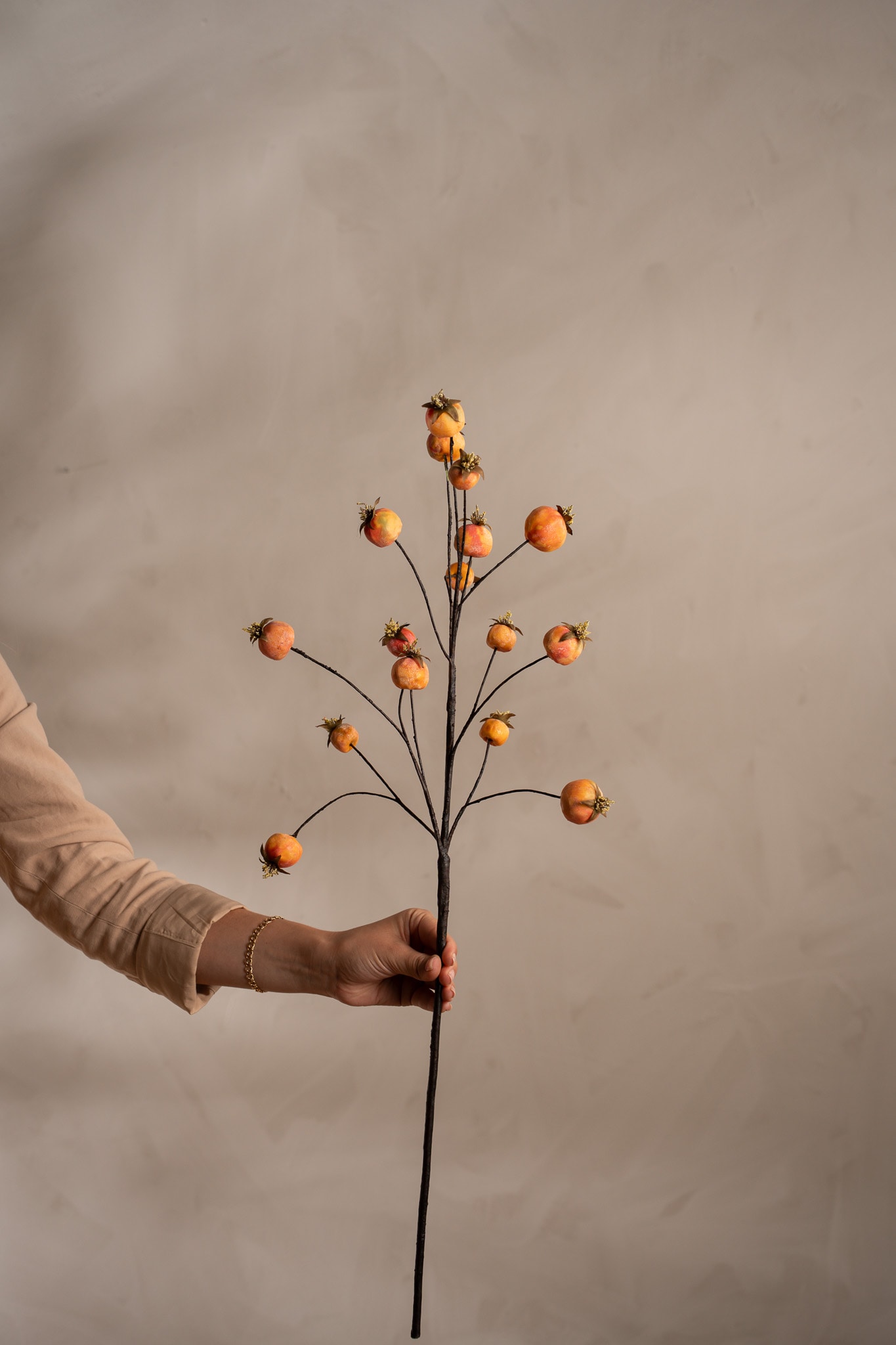 Kunstig oransje Valmuekapsel 75 cm