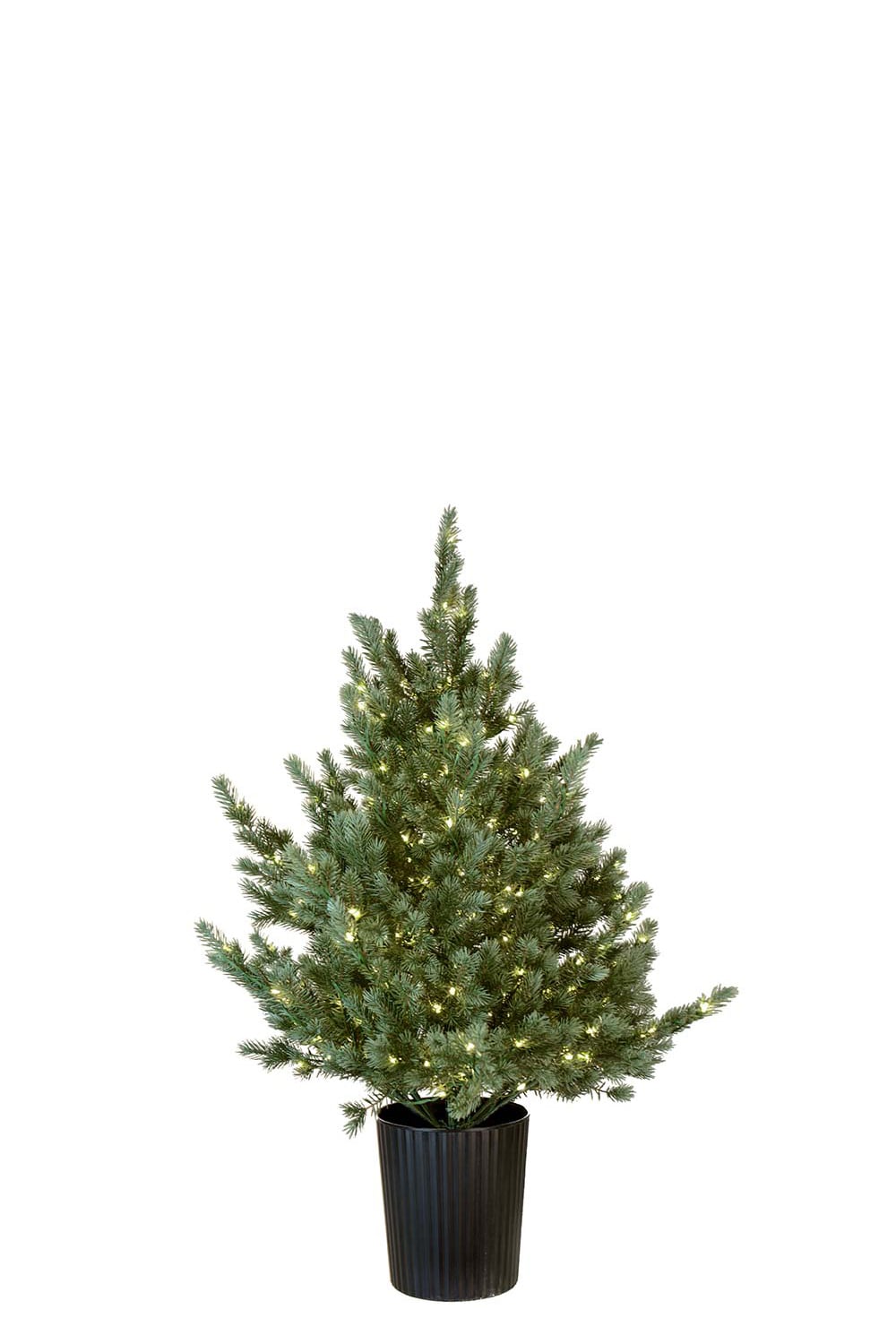 Kunstig Grå Gran i Potte med Belysning 90 cm