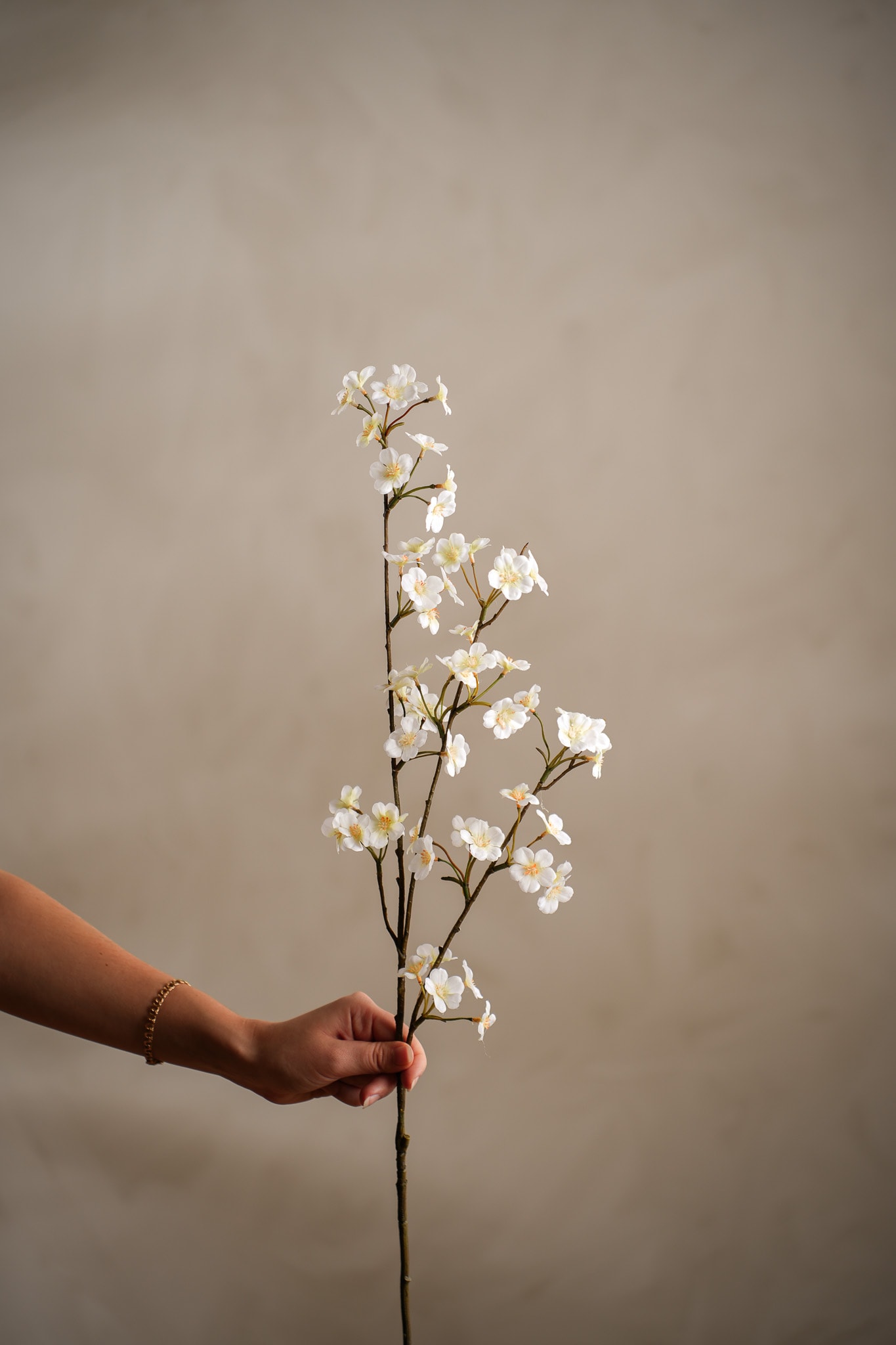 Kunstig kremfarget Ferskenblomst 85 cm
