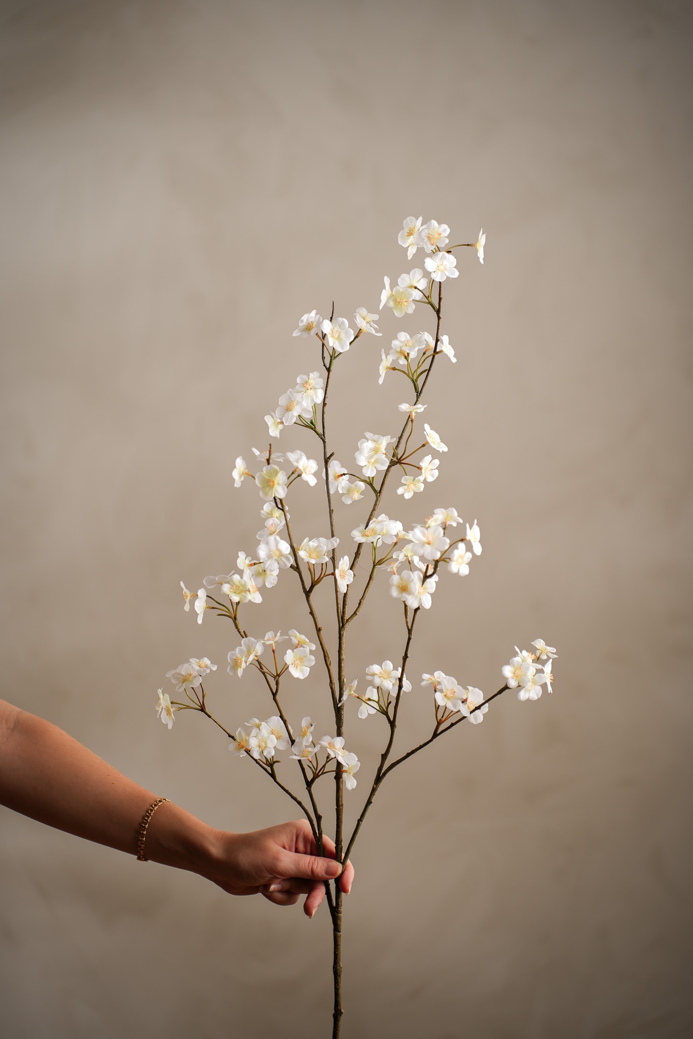 Kunstig kremfarget Ferskenblomst 115 cm