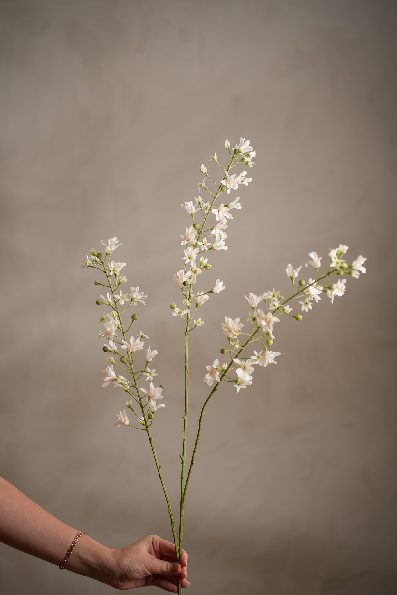 Kunstig kremfarget Blomsterkvist 110 cm