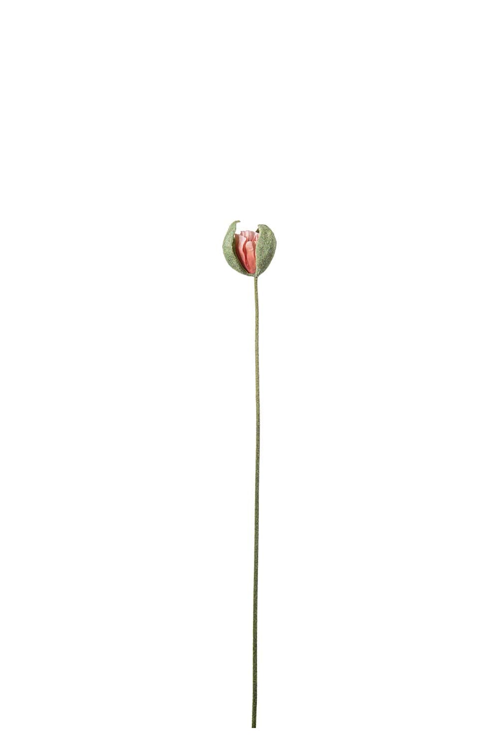 Kunstig korallfarget Valmueknopp 78 cm