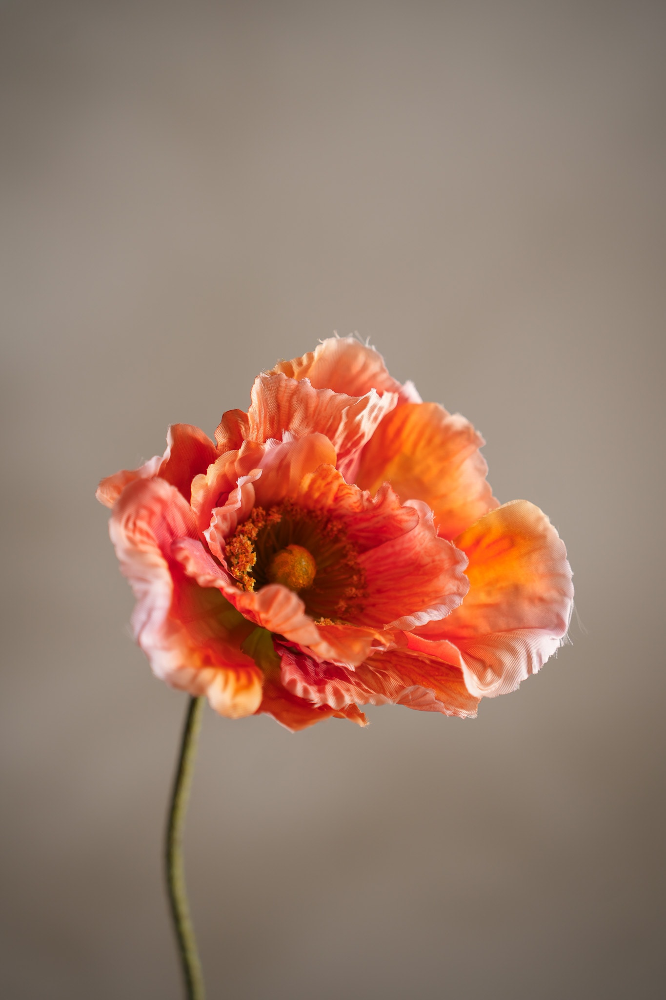 Kunstig oransje Valmue 75 cm