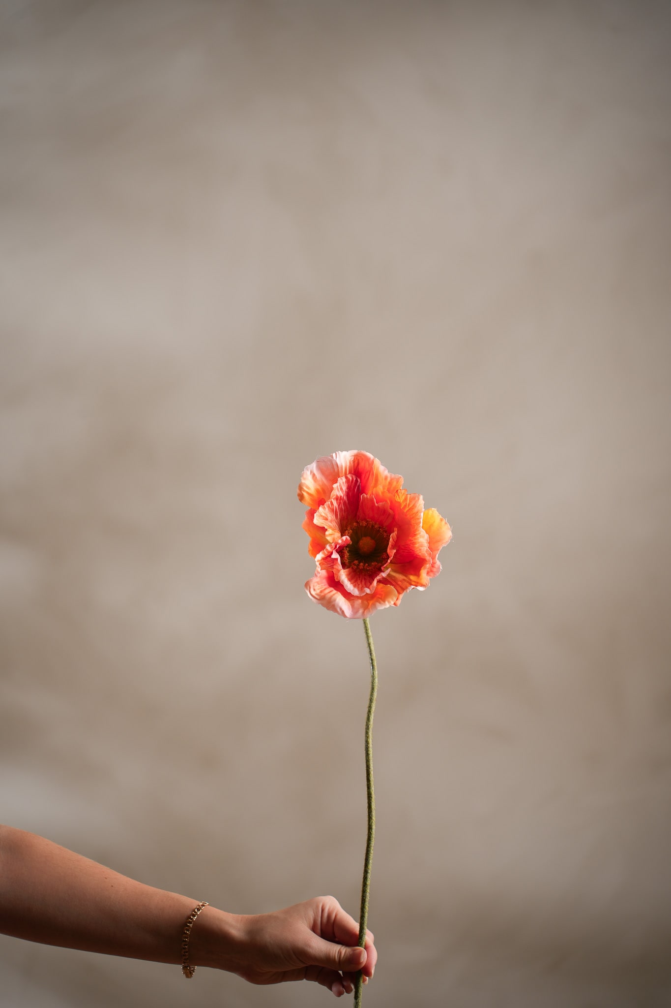 Kunstig oransje Valmue 75 cm