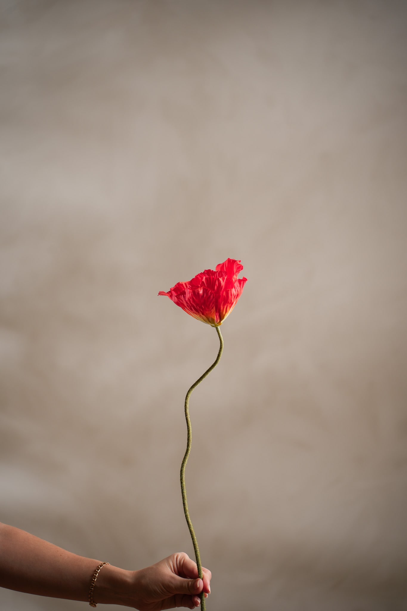 Kunstig rød Valmue 75 cm