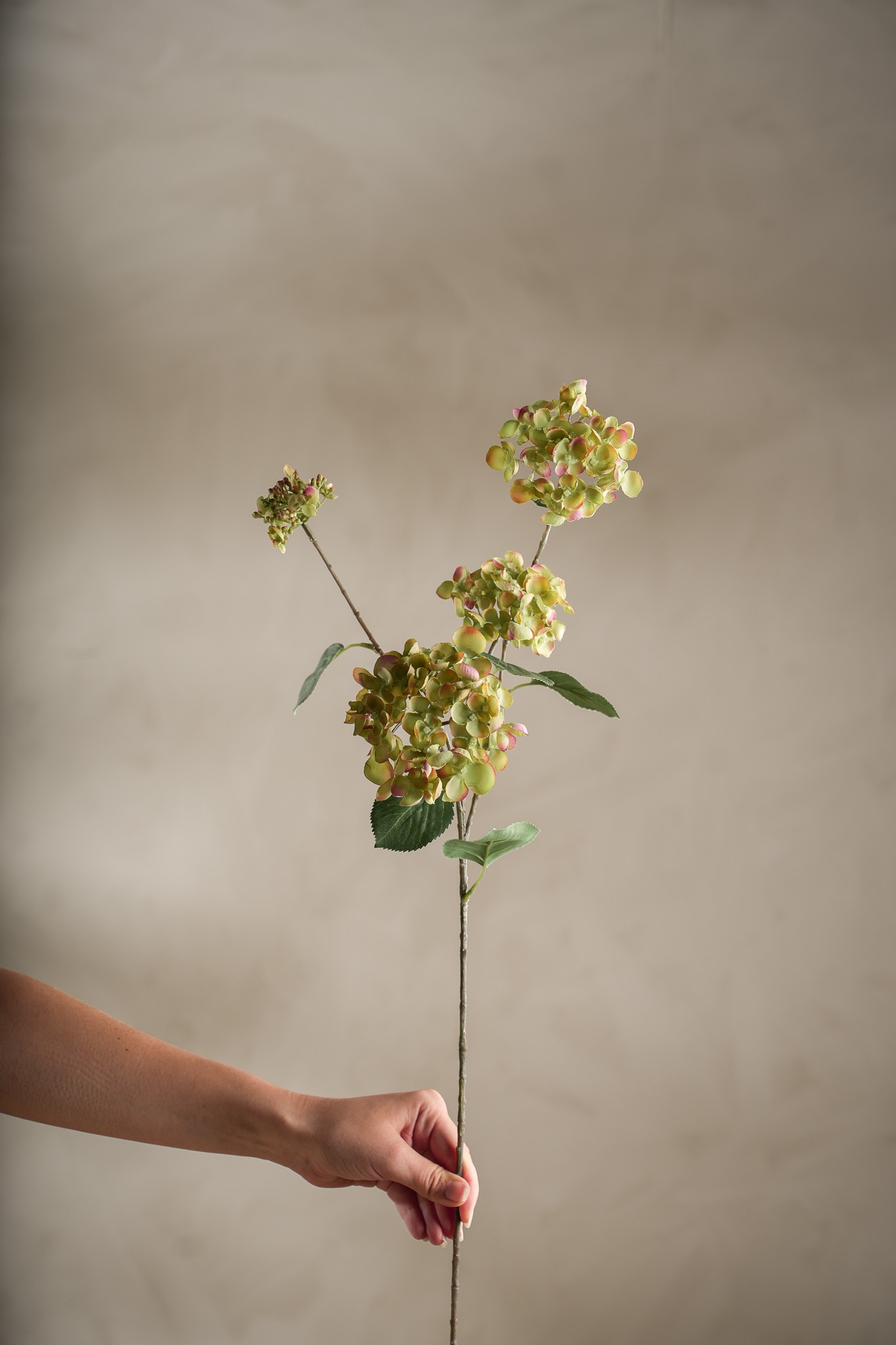 Kunstig grønn Hortensia 80 cm
