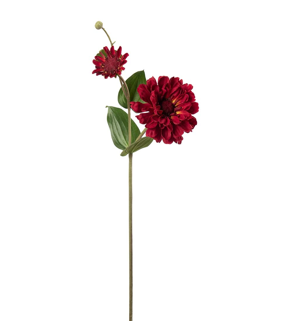 Kunstig rød Zinnia 63cm