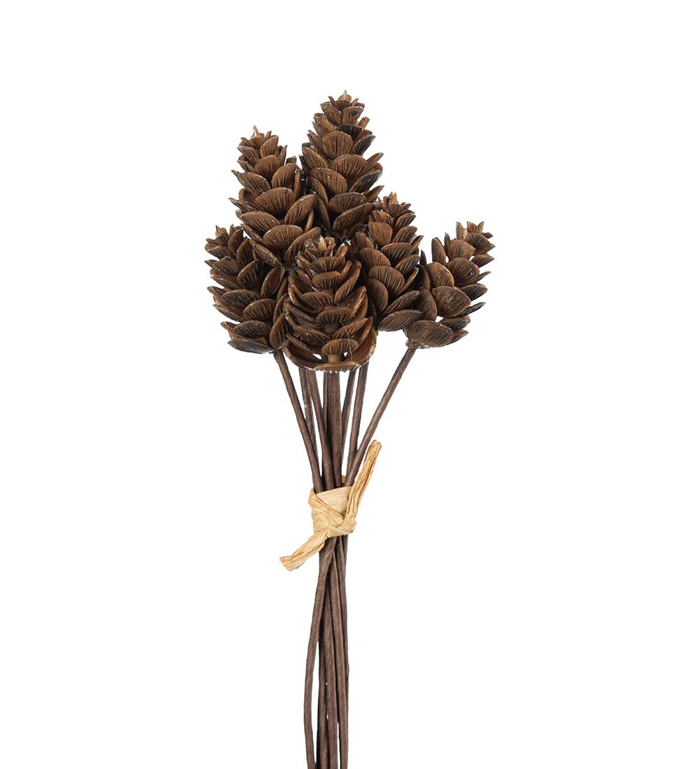 Kunstig brun Konglebunt 9 stk 20cm
