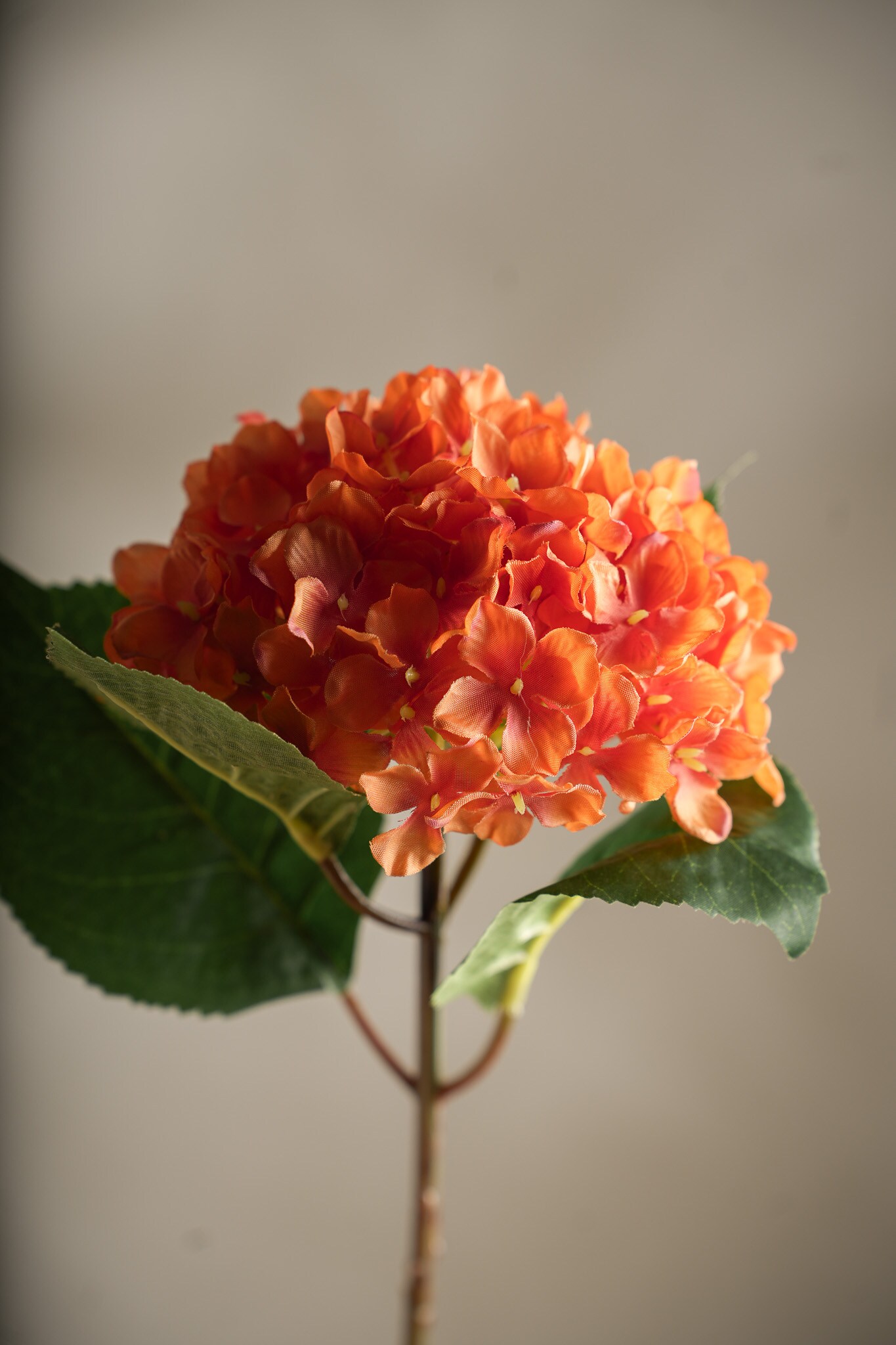 Kunstig oransje Hortensia 40cm