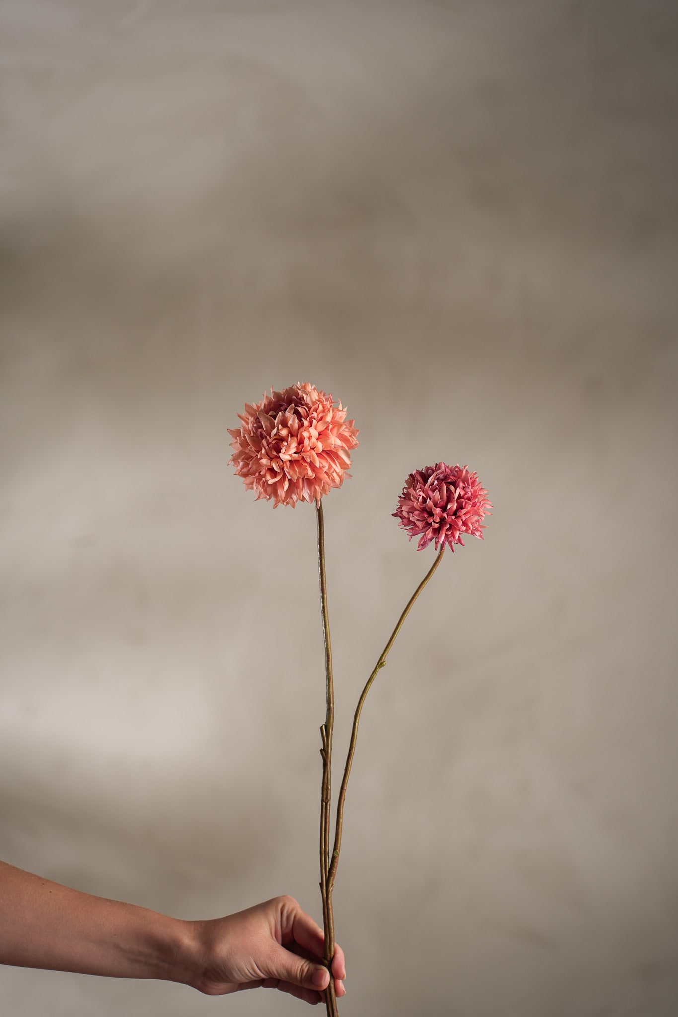 Kunstig fersken Chrysanthemum 65cm